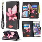 For iPhone 6s Plus & 6 Plus Colored Drawing Pattern Zipper Horizontal Flip Leather Case with Holder & Card Slots & Wallet(Lotus) - 1