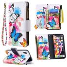 For iPhone XR Colored Drawing Pattern Zipper Horizontal Flip Leather Case with Holder & Card Slots & Wallet(Two Butterflies) - 1