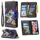 For iPhone XR Colored Drawing Pattern Zipper Horizontal Flip Leather Case with Holder & Card Slots & Wallet(Big Butterfly) - 1