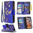 For iPhone XS Max Colored Drawing Pattern Zipper Horizontal Flip Leather Case with Holder & Card Slots & Wallet(Purple Butterfly) - 1