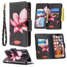 For iPhone XS Max Colored Drawing Pattern Zipper Horizontal Flip Leather Case with Holder & Card Slots & Wallet(Lotus) - 1