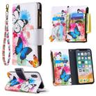 For iPhone XS / X Colored Drawing Pattern Zipper Horizontal Flip Leather Case with Holder & Card Slots & Wallet(Two Butterflies) - 1