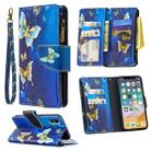 For iPhone XS / X Colored Drawing Pattern Zipper Horizontal Flip Leather Case with Holder & Card Slots & Wallet(Gold Butterfly) - 1