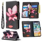 For iPhone XS / X Colored Drawing Pattern Zipper Horizontal Flip Leather Case with Holder & Card Slots & Wallet(Lotus) - 1