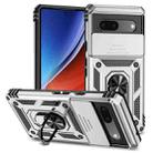 For Google Pixel 7a Sliding Camshield Holder Phone Case(Silver) - 1