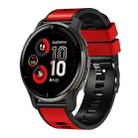 For Garmin Forerunner 265S / 255S / Venu 2S 18mm Weave Two-Color Silicone Watch Band(Red Black) - 1