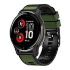 For Garmin Forerunner 265S / 255S / Venu 2S 18mm Weave Two-Color Silicone Watch Band(Army Green Black) - 1