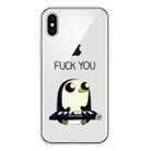 For iPhone X / XS Coloured Drawing Pattern Highly Transparent TPU Protective Case(Penguin) - 1