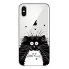 For iPhone X / XS Coloured Drawing Pattern Highly Transparent TPU Protective Case(Black White Rat) - 1