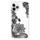 For iPhone 11 Pro Max Coloured Drawing Pattern Highly Transparent TPU Protective Case(Black Rose) - 1