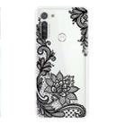 For Motorola G8 Coloured Drawing Pattern Highly Transparent TPU Protective Case(Black Rose) - 1