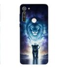 For Motorola G8 Coloured Drawing Pattern Highly Transparent TPU Protective Case(Lion) - 1