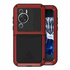 For Huawei P60 / P60 Pro / P60 Art LOVE MEI POWERFUL Metal Shockproof Life Waterproof Dustproof Phone Case(Red) - 1