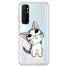 For Xiaomi Mi Note 10 Lite Coloured Drawing Pattern Highly Transparent TPU Protective Case(Cat) - 1