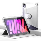 For iPad mini 6 Clear 360 Rotation Stand Smart Leather Tablet Case(White) - 1
