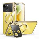 For iPhone 14 Plus Large Window Holder MagSafe Magnetic Metal Phone Case(Yellow) - 1