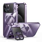 For iPhone 15 Pro Max Large Window Holder MagSafe Magnetic Metal Phone Case(Purple) - 1