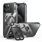 For iPhone 15 Pro Large Window Holder MagSafe Magnetic Metal Phone Case(Black) - 1