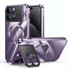 For iPhone 15 Pro Large Window Holder MagSafe Magnetic Metal Phone Case(Purple) - 1