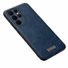 For Samsung Galaxy S23 Ultra 5G SULADA Shockproof TPU + Handmade Leather Phone Case(Blue) - 1