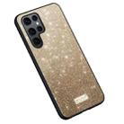 For Samsung Galaxy S23 Ultra 5G SULADA Glittery TPU + Handmade Leather Phone Case(Gold) - 1