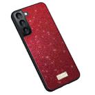 For Samsung Galaxy S23 5G SULADA Glittery TPU + Handmade Leather Phone Case(Red) - 1