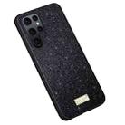 For Samsung Galaxy S24 Ultra 5G SULADA Glittery TPU + Handmade Leather Phone Case(Black) - 1
