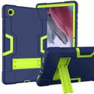 For Samsung Galaxy Tab A8 Contrast Color Robot Silicone Hybrid PC Tablet Case with Holder(Navy Blue Yellow Green) - 1