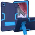 For Samsung Galaxy Tab A8 Contrast Color Robot Silicone Hybrid PC Tablet Case with Holder(Navy Blue Blue) - 1