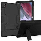 For Samsung Galaxy Tab A8 Contrast Color Robot Silicone Hybrid PC Tablet Case with Holder(Black) - 1