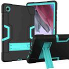 For Samsung Galaxy Tab A8 Contrast Color Robot Silicone Hybrid PC Tablet Case with Holder(Black Mint Green) - 1