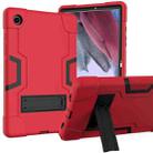 For Samsung Galaxy Tab A8 Contrast Color Robot Silicone Hybrid PC Tablet Case with Holder(Red Black) - 1