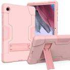 For Samsung Galaxy Tab A8 Contrast Color Robot Silicone Hybrid PC Tablet Case with Holder(Rose Gold) - 1