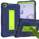 For Samsung Galaxy A 8.4 T307 Contrast Color Robot B2 Silicone Hybrid PC Tablet Case with Holder(Navy Blue Yellow Green) - 1