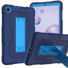For Samsung Galaxy A 8.4 T307 Contrast Color Robot B2 Silicone Hybrid PC Tablet Case with Holder(Navy Blue) - 1