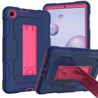 For Samsung Galaxy A 8.4 T307 Contrast Color Robot B2 Silicone Hybrid PC Tablet Case with Holder(Navy Blue Rose) - 1