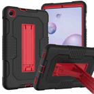 For Samsung Galaxy A 8.4 T307 Contrast Color Robot B2 Silicone Hybrid PC Tablet Case with Holder(Black Red) - 1