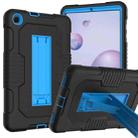 For Samsung Galaxy A 8.4 T307 Contrast Color Robot B2 Silicone Hybrid PC Tablet Case with Holder(Black Blue) - 1