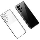 For Samsung Galaxy S23 Ultra 5G SULADA Shockproof Plating TPU Transparent Phone Case(Black) - 1