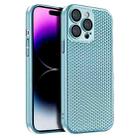 For iPhone 14 Pro Max Honeycomb Radiating PC Phone Case(Sky Blue) - 1