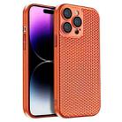 For iPhone 14 Pro Honeycomb Radiating PC Phone Case(Orange) - 1