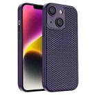 For iPhone 14 Plus Honeycomb Radiating PC Phone Case(Purple) - 1