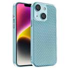 For iPhone 14 Plus Honeycomb Radiating PC Phone Case(Sky Blue) - 1