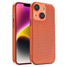 For iPhone 14 Honeycomb Radiating PC Phone Case(Orange) - 1