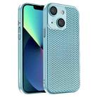 For iPhone 13 Honeycomb Radiating PC Phone Case(Sky Blue) - 1