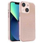 For iPhone 13 Honeycomb Radiating PC Phone Case(Pink) - 1