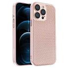 For iPhone 12 Pro Max Honeycomb Radiating PC Phone Case(Pink) - 1