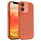 For iPhone 12 Honeycomb Radiating PC Phone Case(Orange) - 1