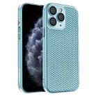 For iPhone 11 Pro Max Honeycomb Radiating PC Phone Case(Sky Blue) - 1