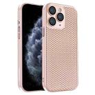 For iPhone 11 Pro Max Honeycomb Radiating PC Phone Case(Pink) - 1